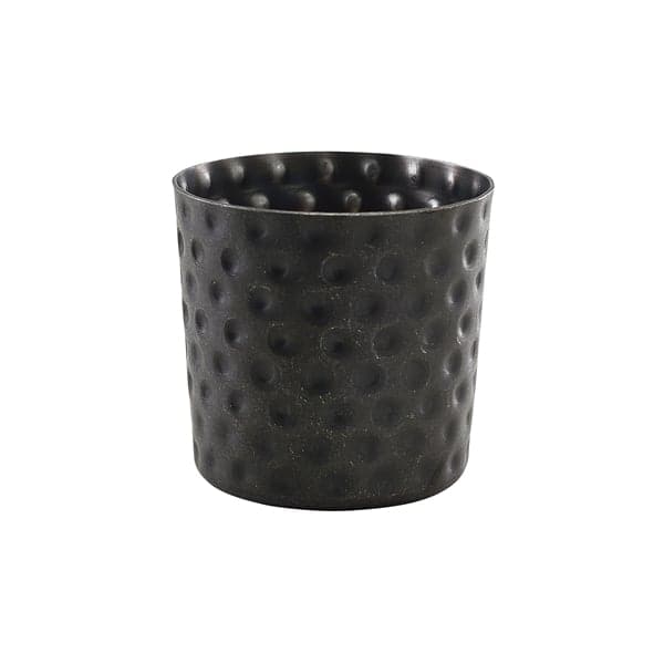Vasos de acero inoxidable / vasos para aperitivos martillados vintage negros - 8,5 x 8,5 cm/400 ml (12 uds)