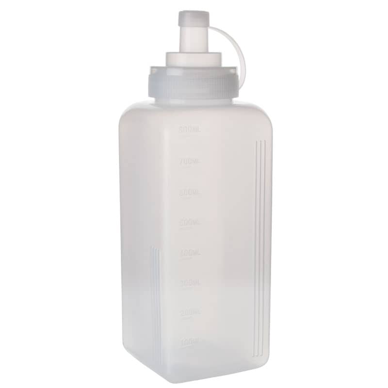 Squeeze bottle, square, transparent polyethylene - 800 ml (3 pcs.)