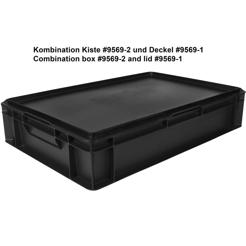Caja de transporte Euronorm negra - 60 x 40 x 12 cm