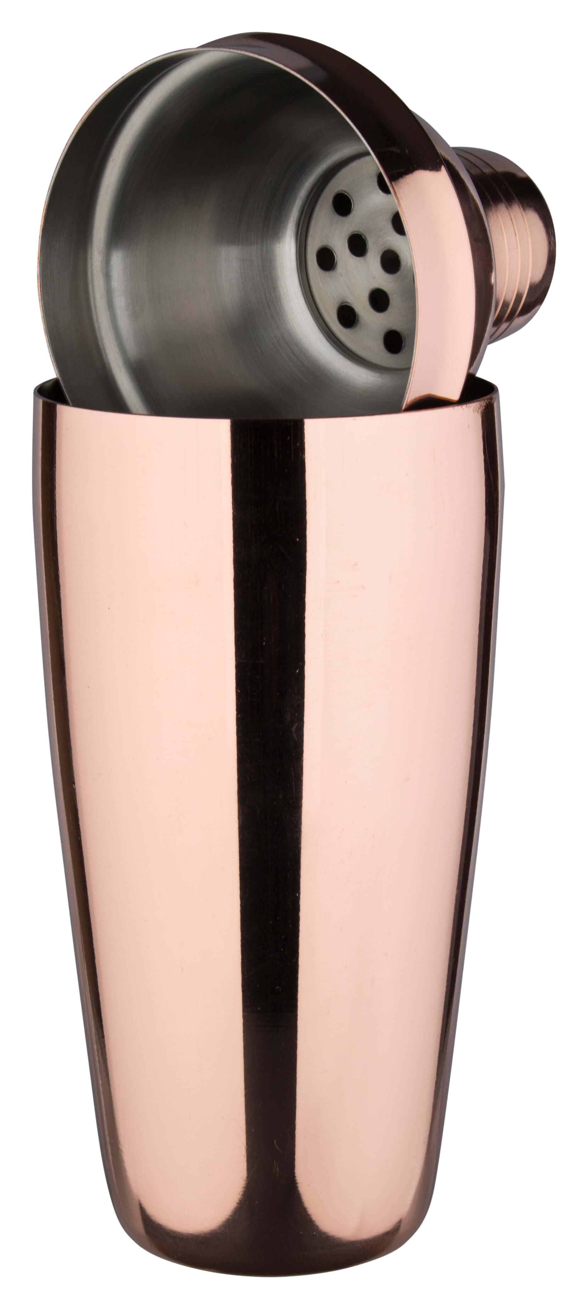 Cocktail shaker, stainless steel, copper-colored, three-piece, 700 ml - B-stock