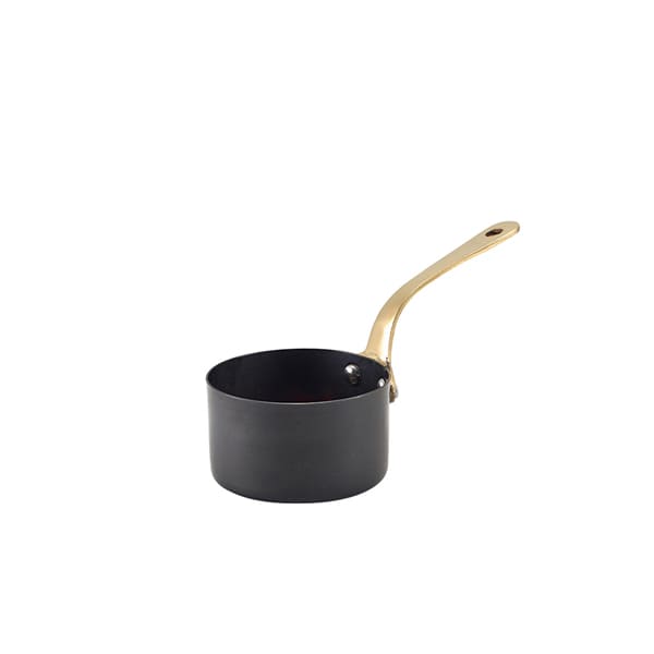 Mini cacerola para salsas, acero inoxidable negro vintage - 7,8 x 4,5 cm (6 uds)