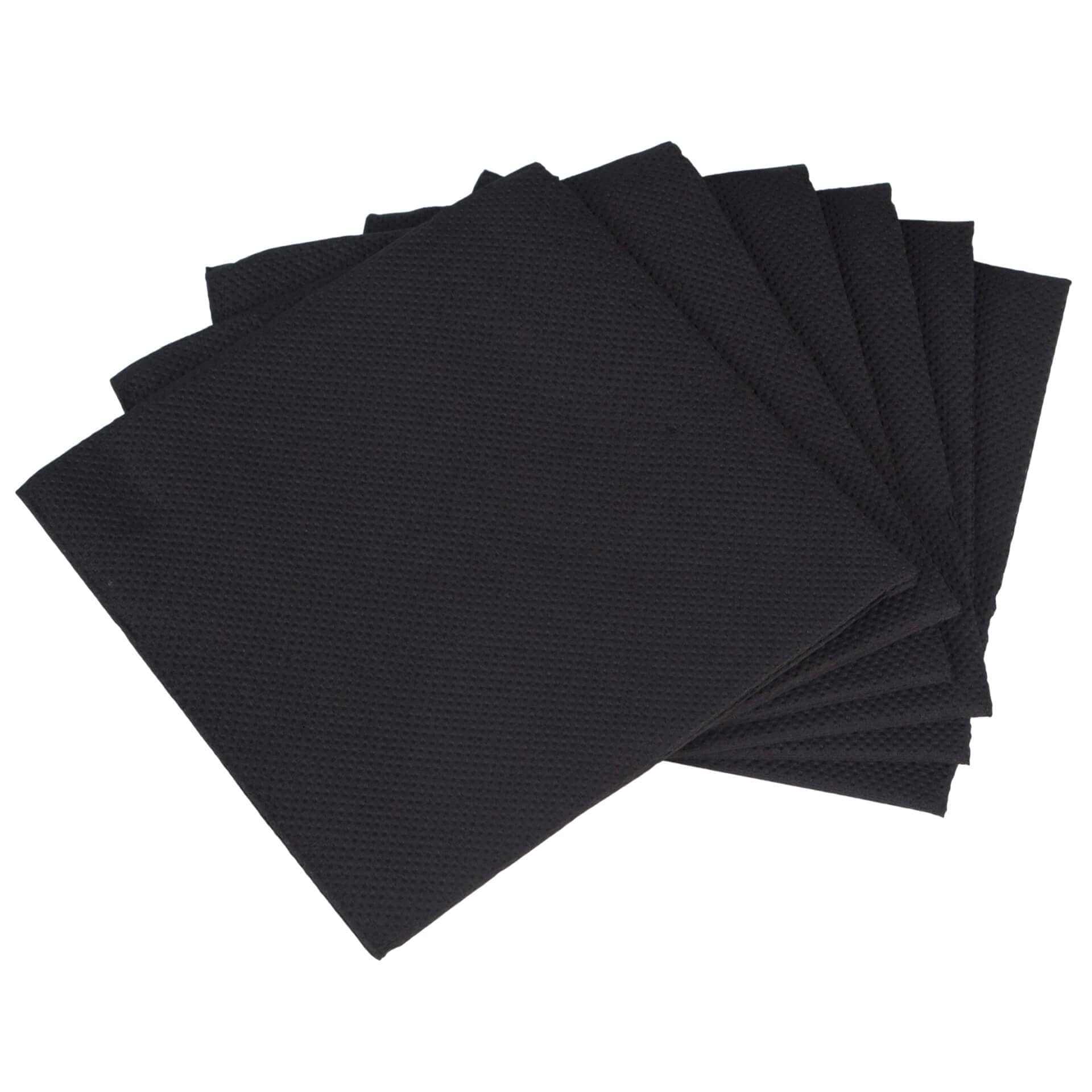 Cocktail napkins, 20x20 cm, 1/4 fold, 2-ply, micro-embossed - black (50 pcs.)