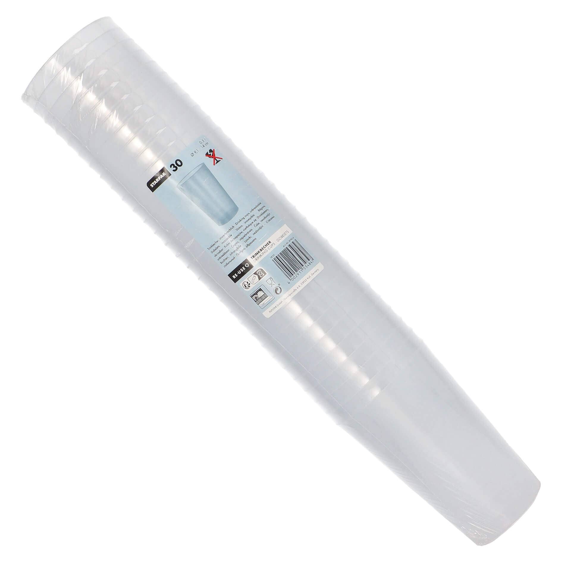 Gobelets en plastique réutilisables, polypropylène - 0,5 l (30 pcs)