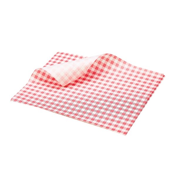 Pergamentpapier / Fettdichtes Papier, Karomuster rot - 25x20cm (1000 Stk.)