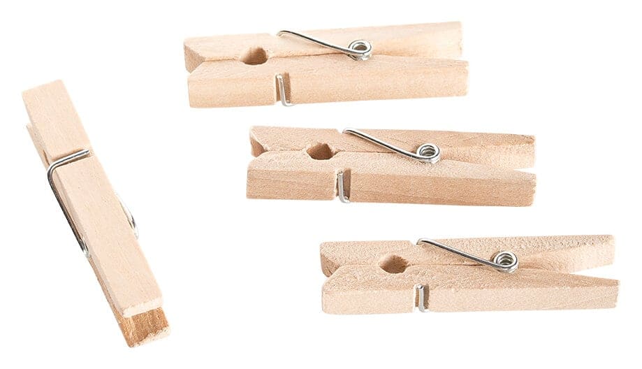 Mini pinzas para la ropa / marcadores para vasos, madera - 48 mm (50 uds)