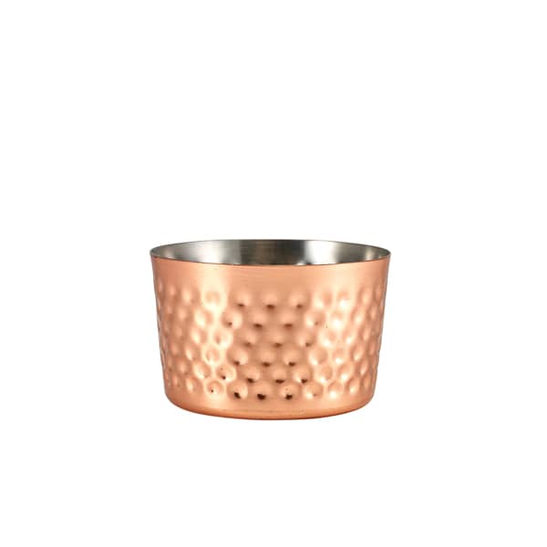 Mini-coupes de service, acier inoxydable martelé, couleur cuivre - 8 x 5 cm (12 pièces)
