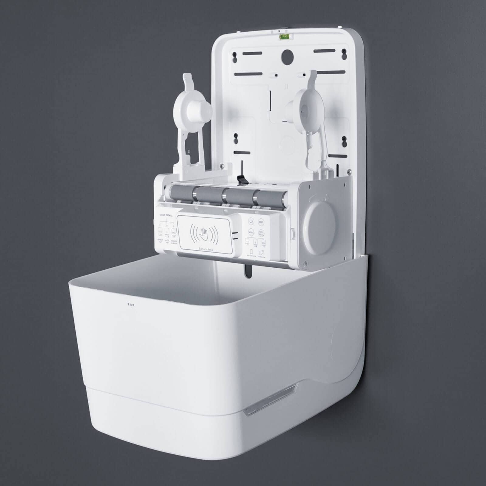 Distributeur de rouleaux d'essuie-mains avec capteur, plastique - blanc mat