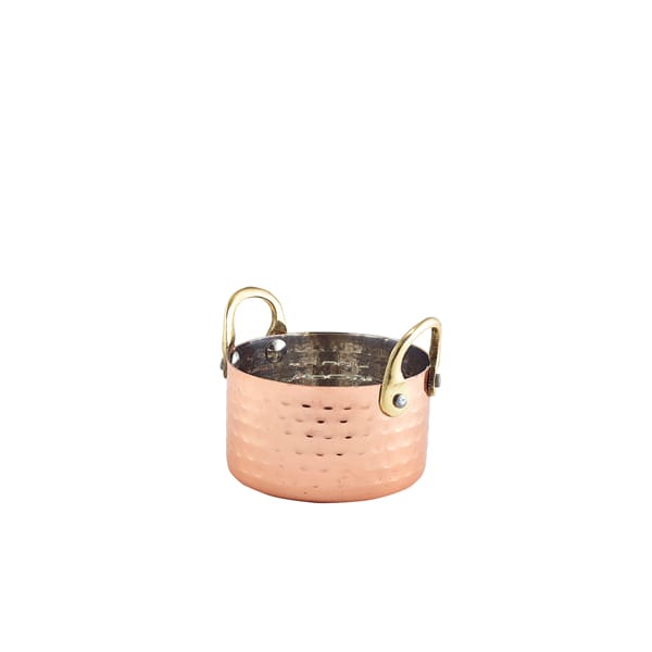 Mini olla, acero inoxidable martillado, color cobre - 9,2 x 5 cm (12 uds)