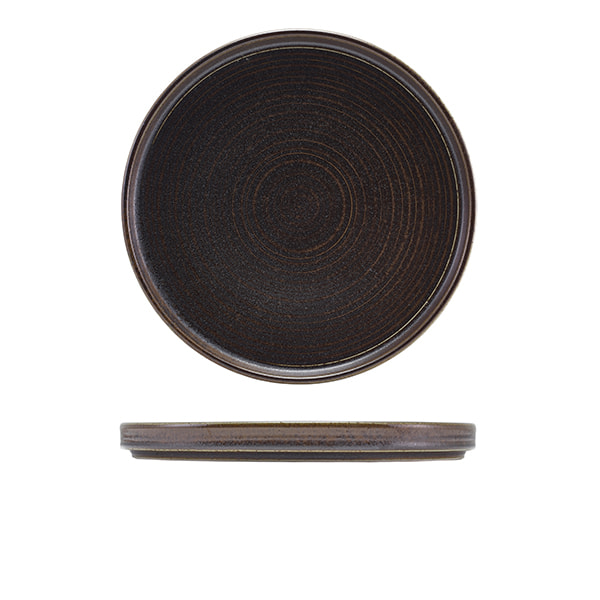 Assiette de présentation basse Terra Cinder Black - 25 cm (6 pcs)