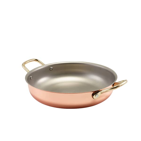 Cuenco redondo con asas, acero inoxidable color cobre - 22 x 5 cm (6 uds)