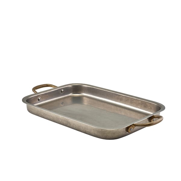Bandeja, acero inoxidable vintage, profunda - 33 x 23,5 cm (3 uds)