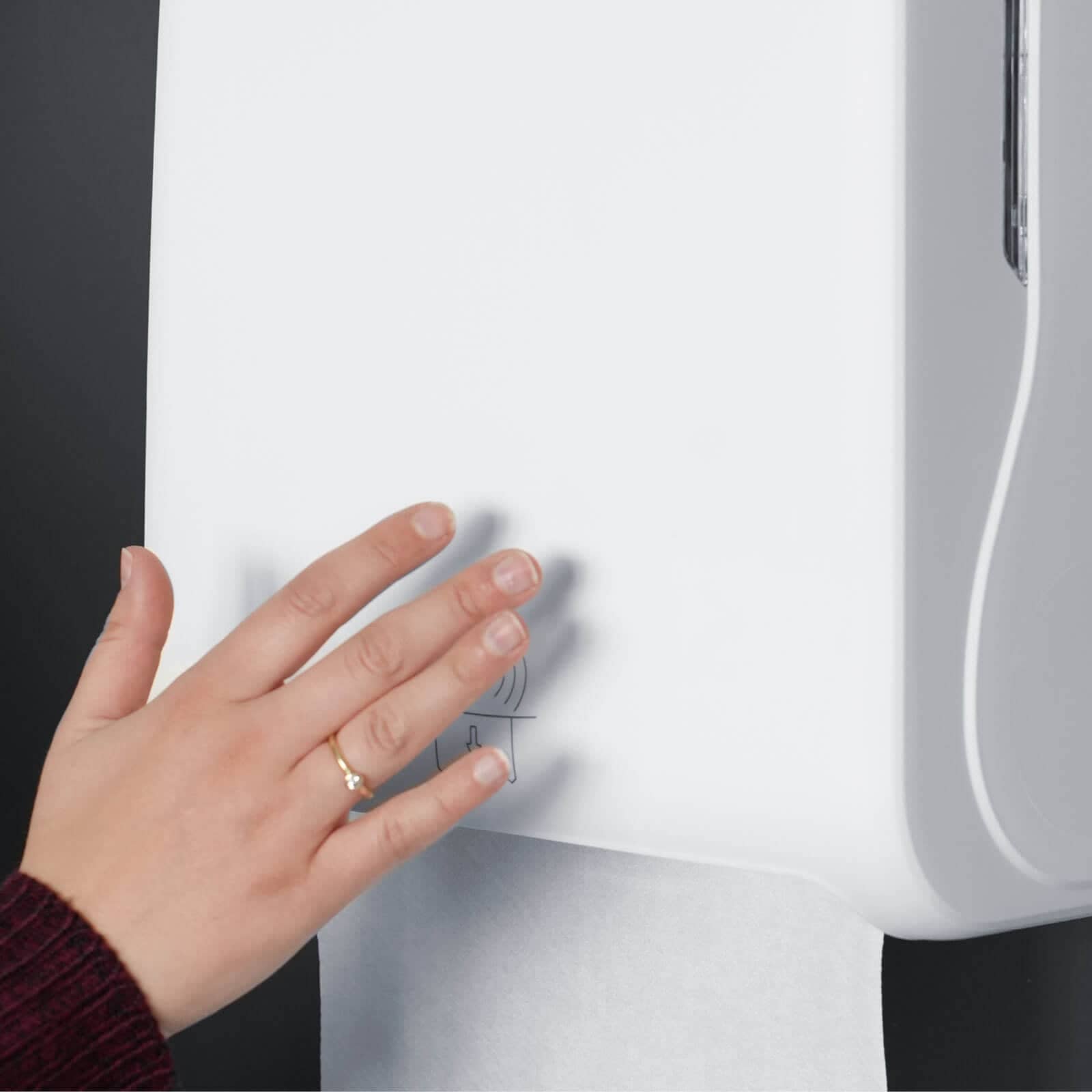Distributeur de rouleaux d'essuie-mains avec capteur, plastique - blanc mat