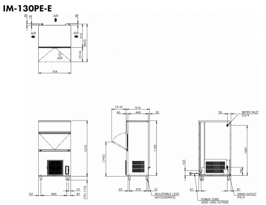 Hoshizaki Elite Cube IM-130PE-E - Standard Cube (28 x 28 x 32mm) 116kg