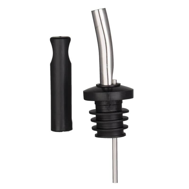 Bec verseur + capuchon anti-poussière noir - acier inoxydable, rapide (6 pièces)