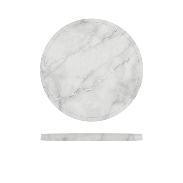 Runde Platte, Melamin, Marmoroptik weiß - 28,5cm