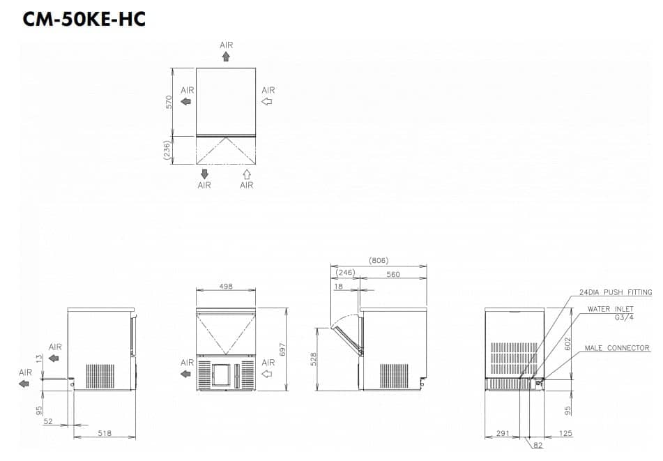 Hoshizaki CM-50KE-HC - Cubelet Ice Maker (55kg)